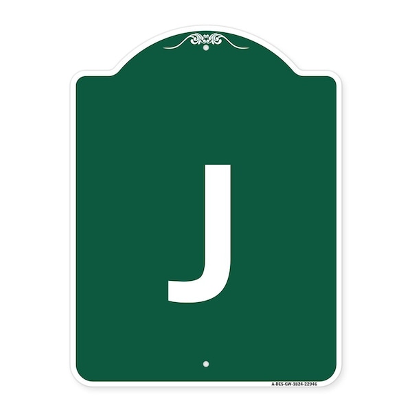 Signmission Designer Series Sign-Sign W/ Letter J, Green & White Aluminum Sign, 18" x 24", GW-1824-22946 A-DES-GW-1824-22946 - main